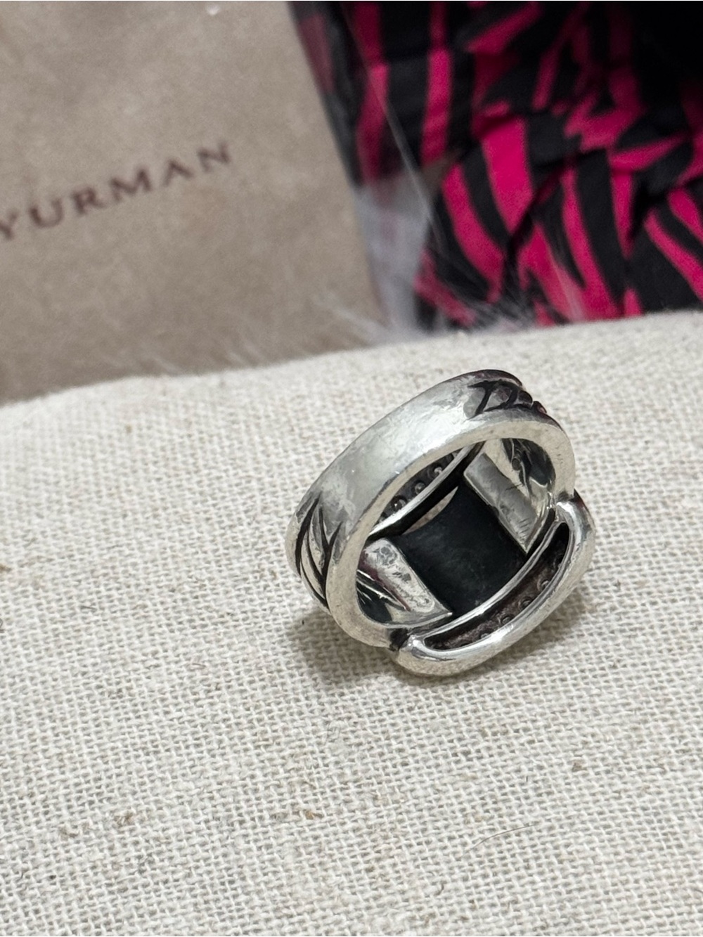 David Yurman .925 Diamond Square Buckle Cable Ring Size 5.5 - Picture 8 of 9